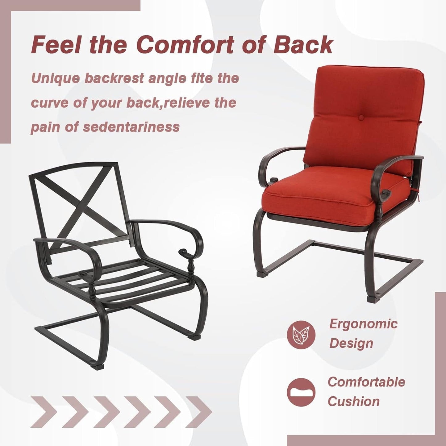 Ensemble de bistrot d'extérieur 3 pièces Nista avec coussins et table basse, à ressorts en C, par Havenside Home