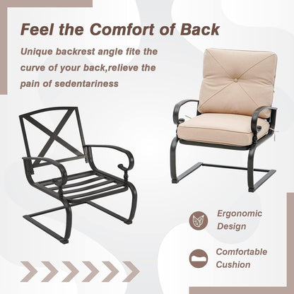 Ensemble de bistrot d'extérieur 3 pièces Nista avec coussins et table basse, à ressorts en C, par Havenside Home