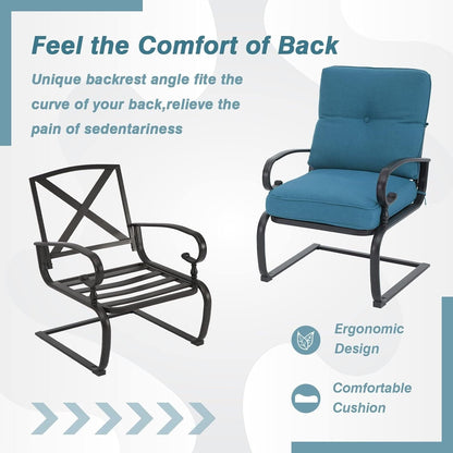 Ensemble de bistrot d'extérieur 3 pièces Nista avec coussins et table basse, à ressorts en C, par Havenside Home