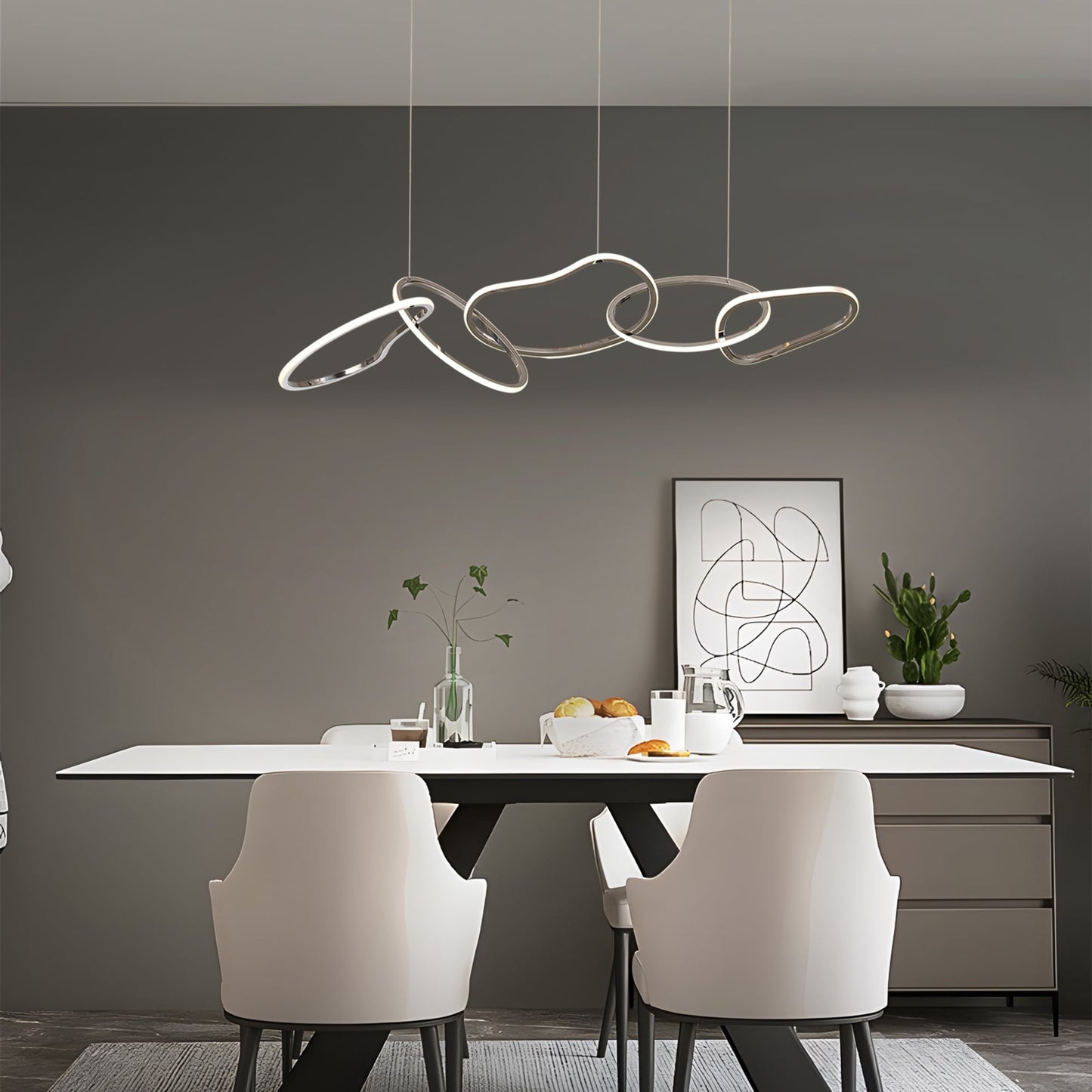 Plafonnier LED de luxe en acier inoxydable, style nordique, pour salle à manger