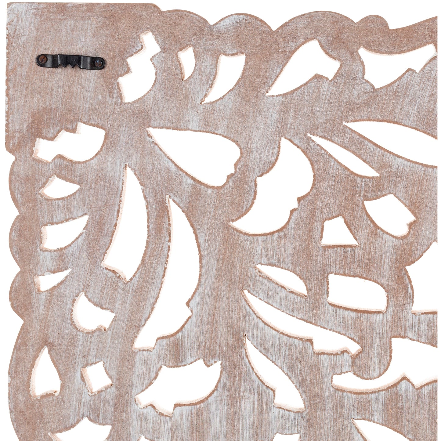 Décoration murale à 3 panneaux en bois naturel sculpté à la main, motif floral Norma, 48 x 28 pouces