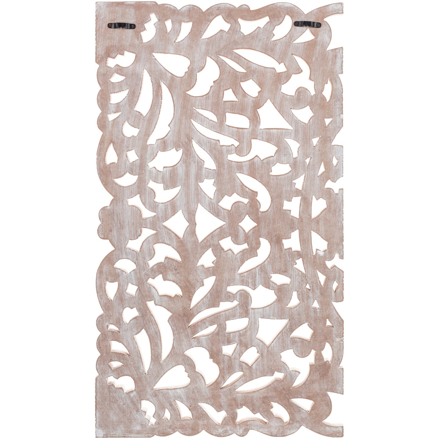 Décoration murale à 3 panneaux en bois naturel sculpté à la main, motif floral Norma, 48 x 28 pouces