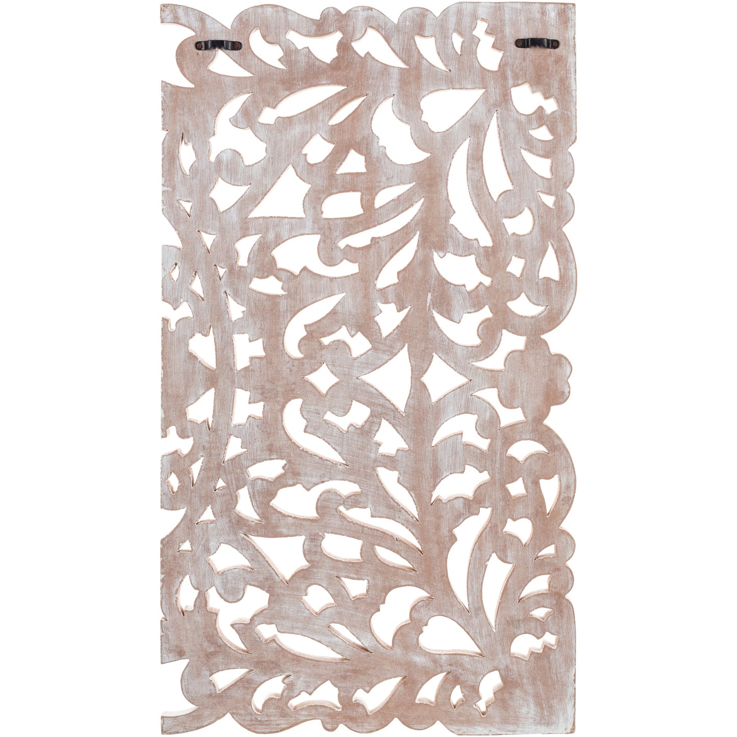 Décoration murale à 3 panneaux en bois naturel sculpté à la main, motif floral Norma, 48 x 28 pouces