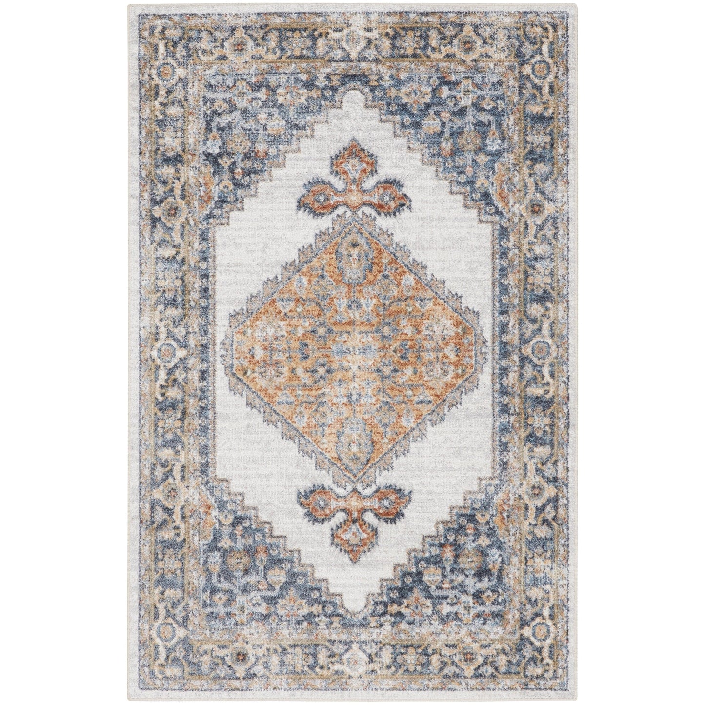 Tapis persan vieilli Nourison Abby, lavable en machine, pour intérieur uniquement.