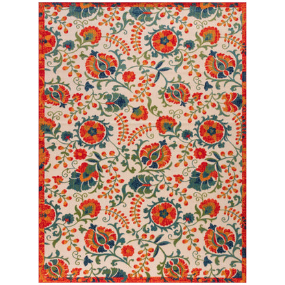 Tapis d'intérieur/extérieur à motif floral Nourison Alice