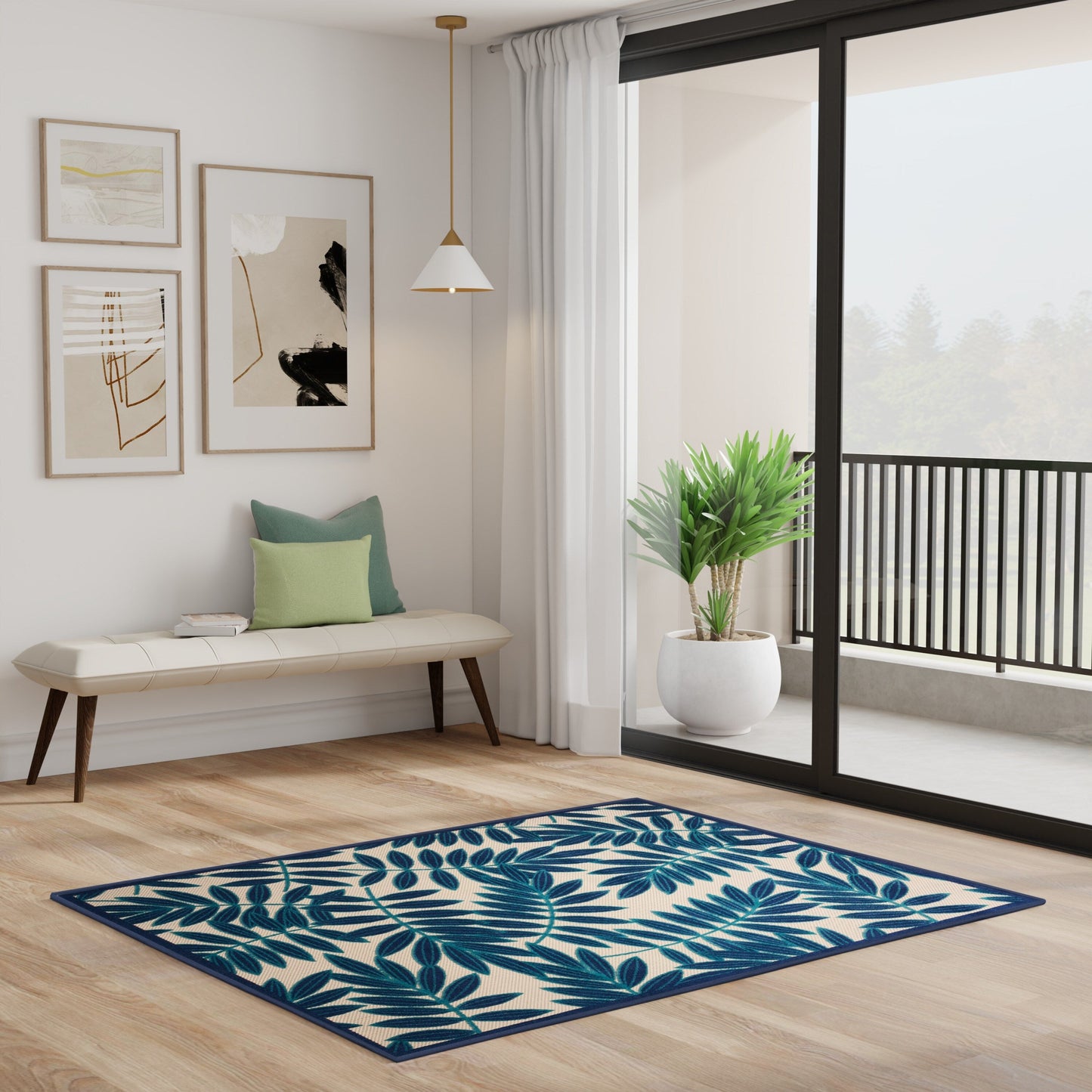 Tapis d'intérieur/extérieur à motif floral Nourison Alice