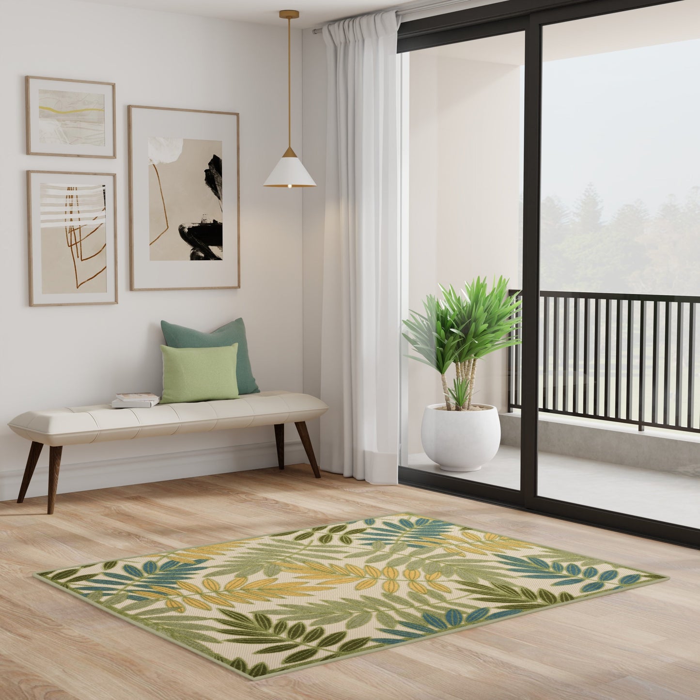 Tapis d'intérieur/extérieur à motif floral Nourison Alice