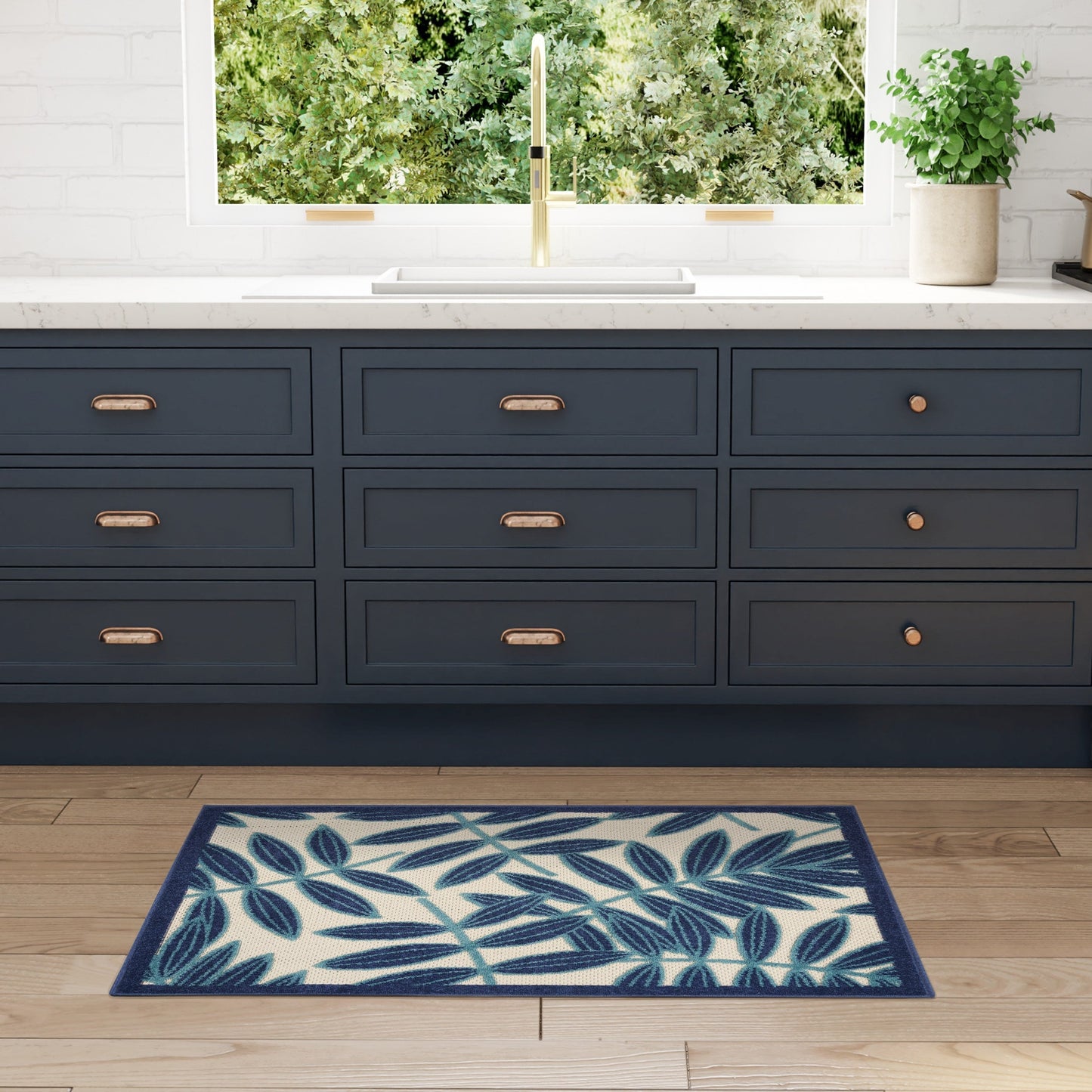 Tapis d'intérieur/extérieur à motif floral Nourison Alice