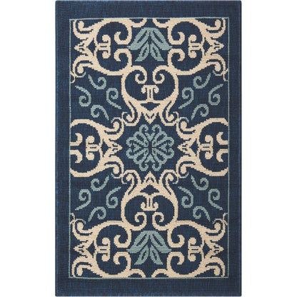 Tapis d'intérieur/extérieur Nourison à motif floral géométrique des Caraïbes