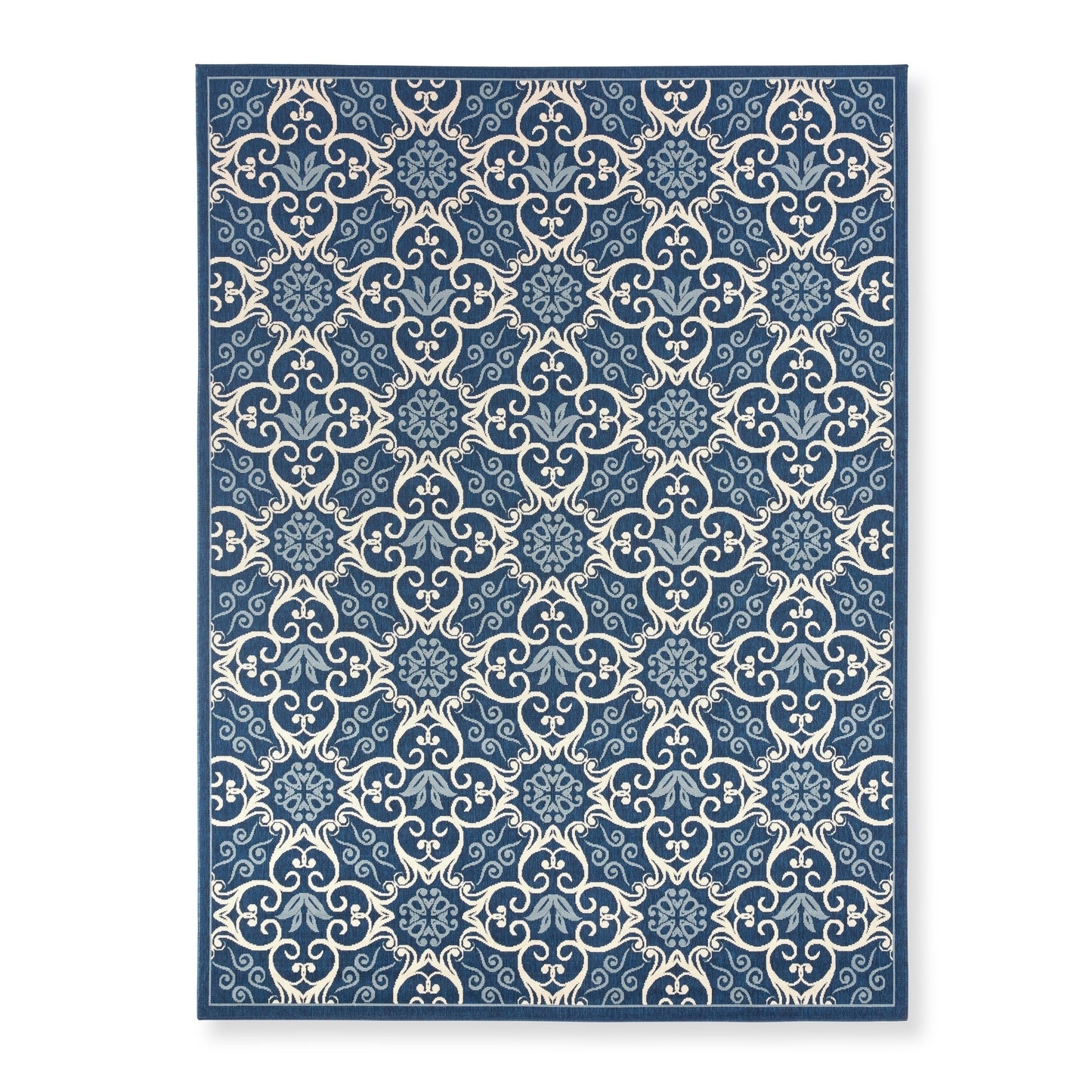 Tapis d'intérieur/extérieur Nourison à motif floral géométrique des Caraïbes