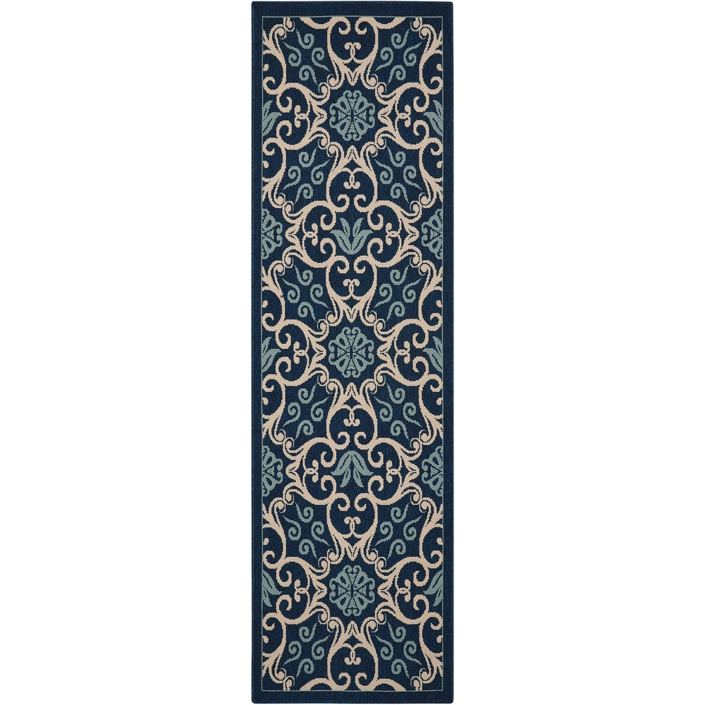 Tapis d'intérieur/extérieur Nourison à motif floral géométrique des Caraïbes