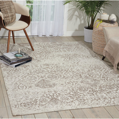 Tapis contemporain Nourison Damas vieilli