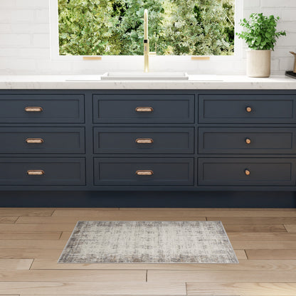 Tapis d'intérieur Nourison Emily gris ivoire à motifs abstraits