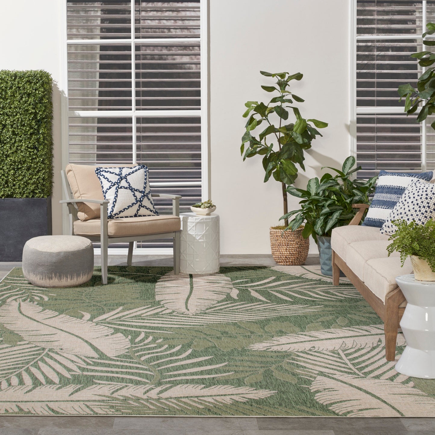 Tapis d'intérieur/extérieur Nourison Garden Oasis, inspiré par la nature