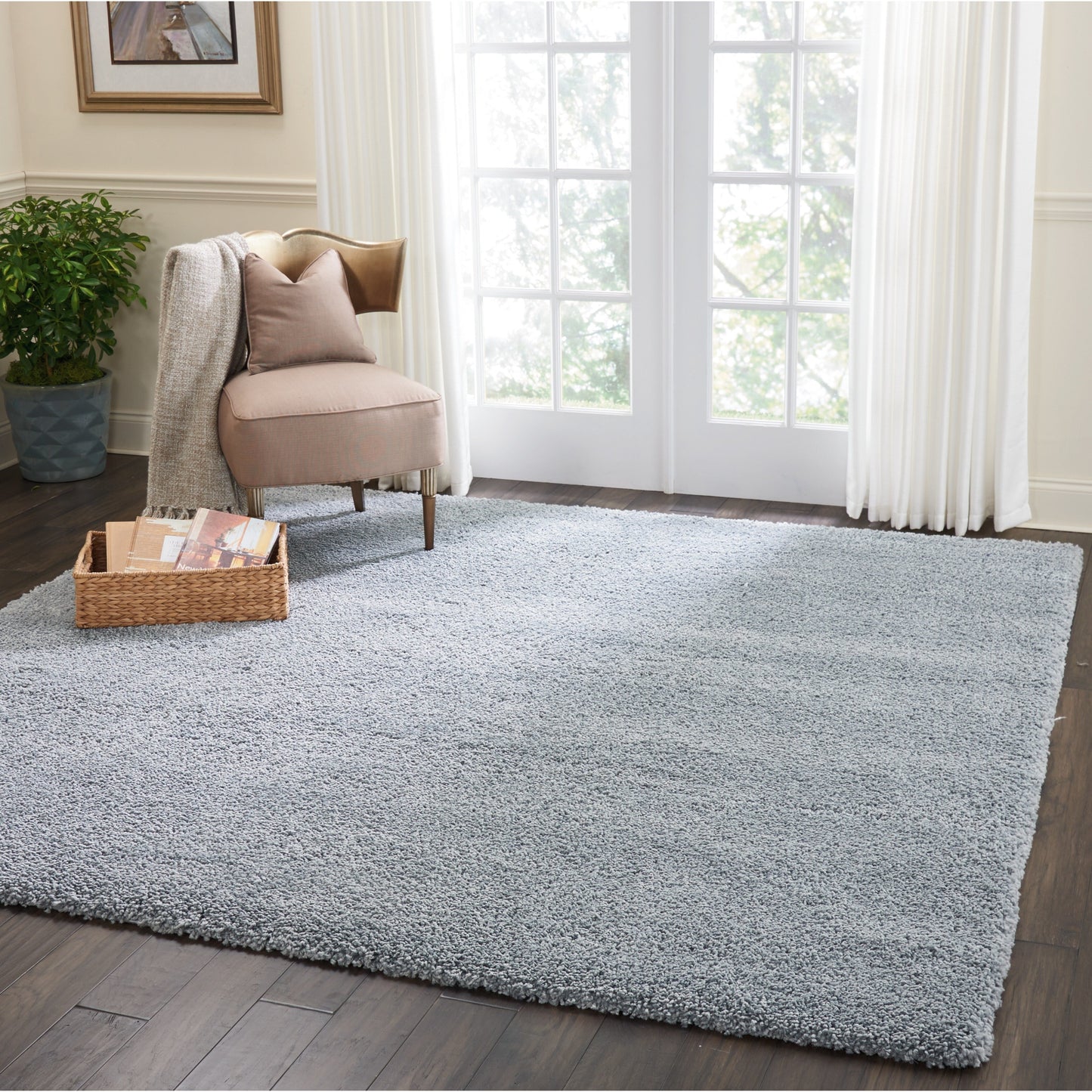 Tapis Nourison Malibu Shag moderne en peluche unie