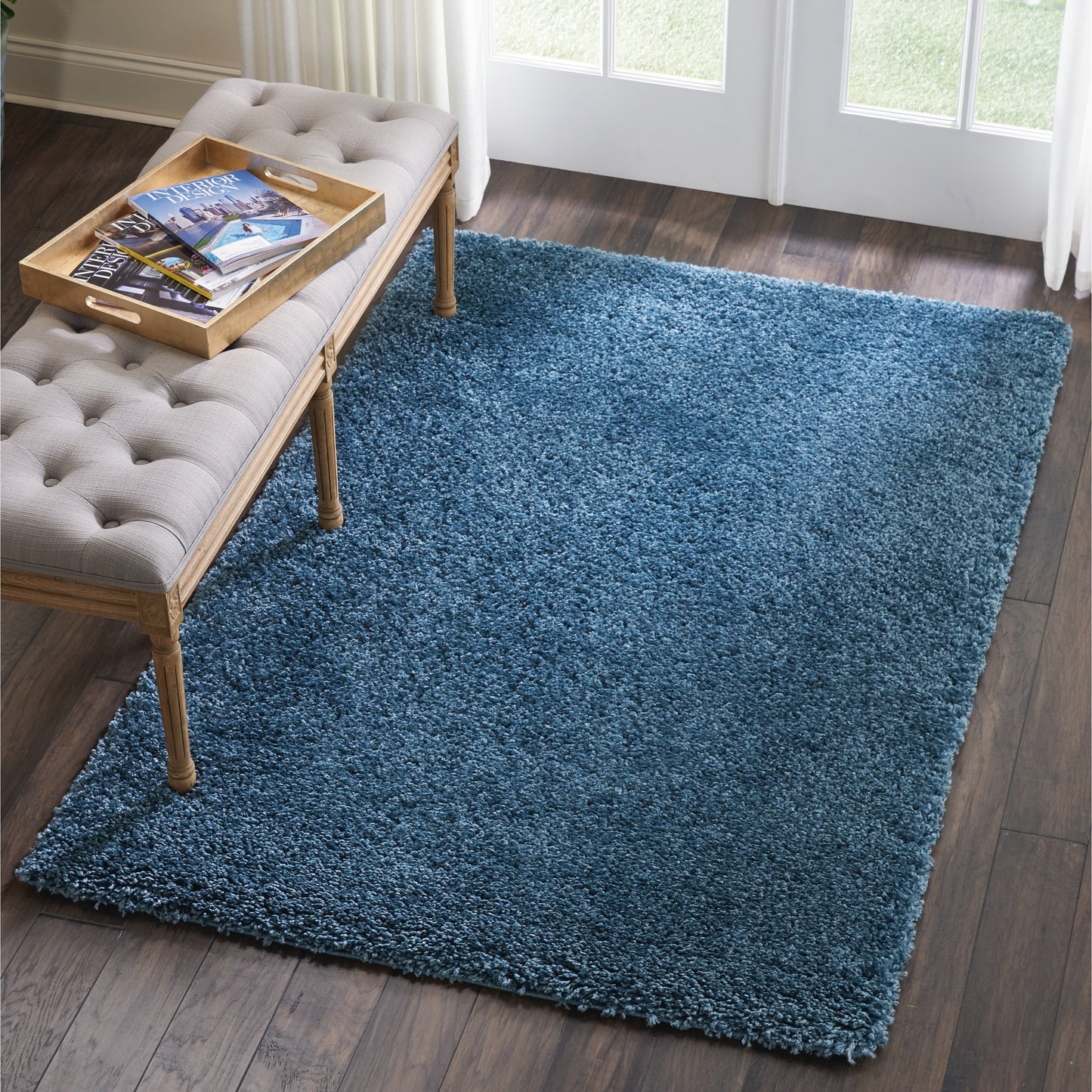 Tapis Nourison Malibu Shag moderne en peluche unie