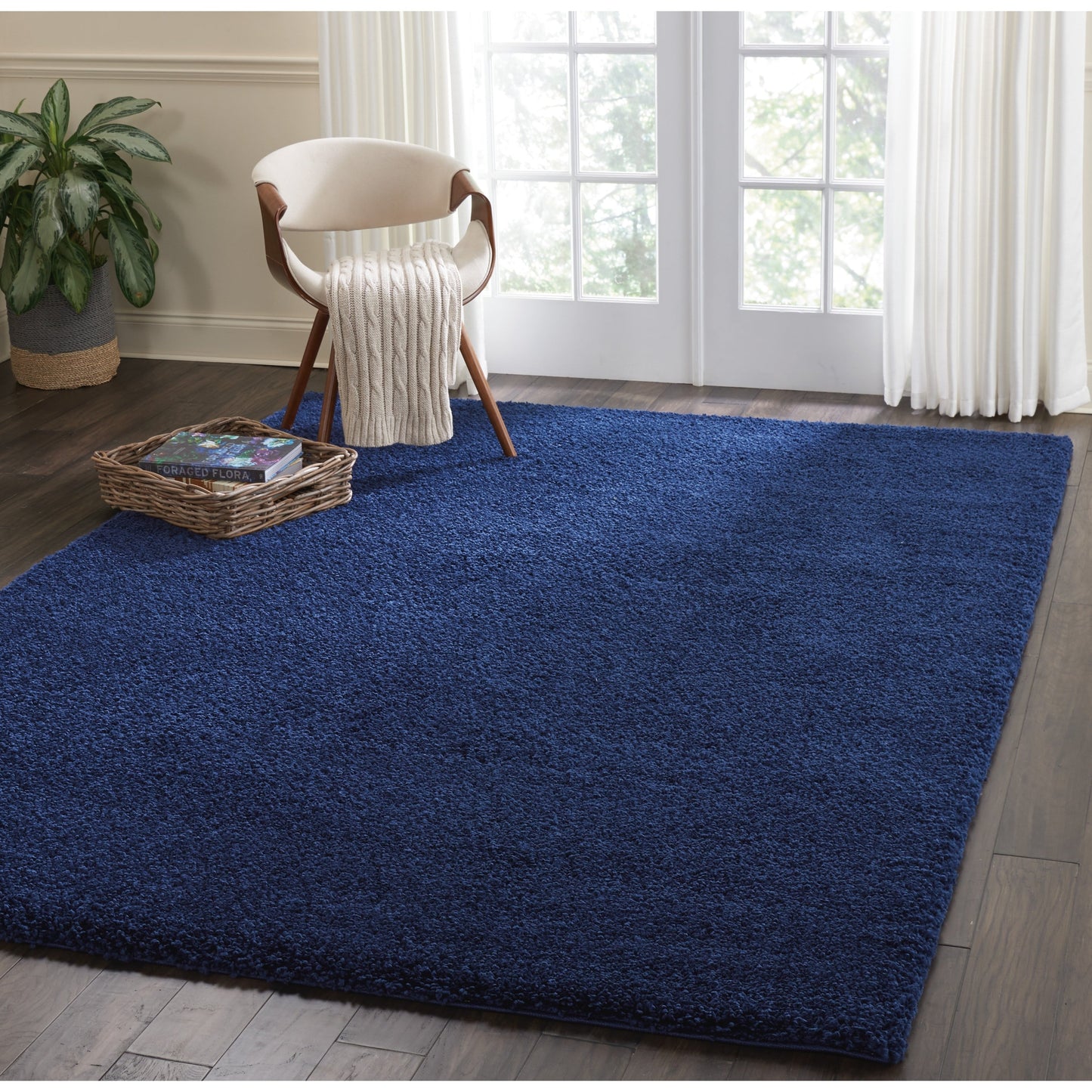 Tapis Nourison Malibu Shag moderne en peluche unie