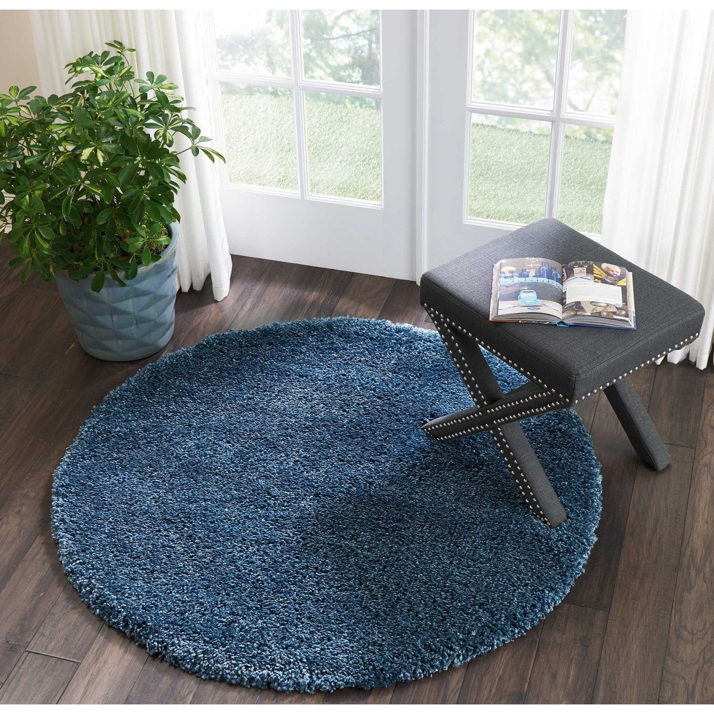 Tapis Nourison Malibu Shag moderne en peluche unie