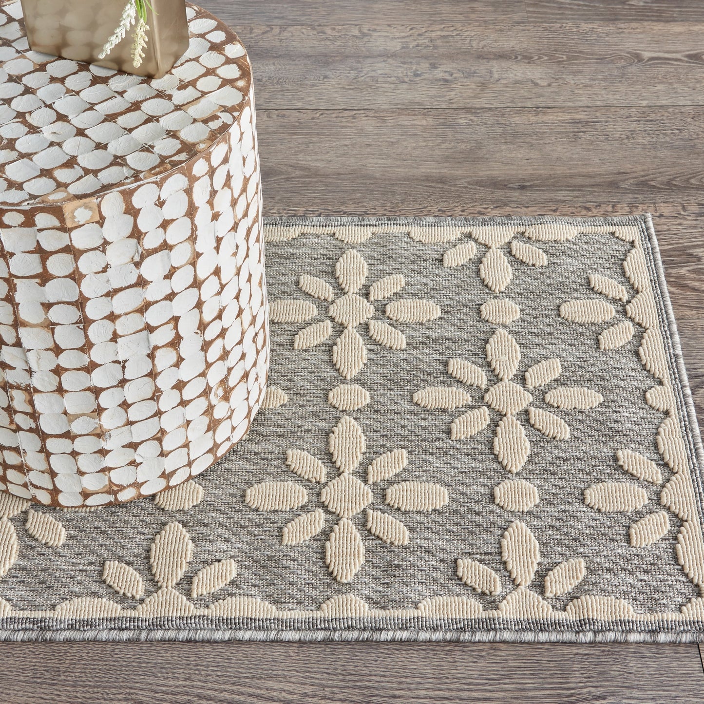 Tapis d'intérieur/extérieur Nourison Palamos à motif floral moderne et géométrique à hauteur variable