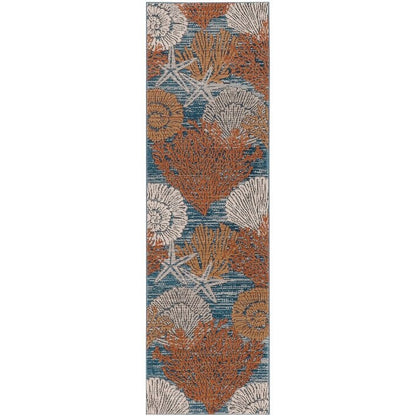 Tapis Nourison Pompéi, motif coquillages et coraux, idéal pour la plage côtière