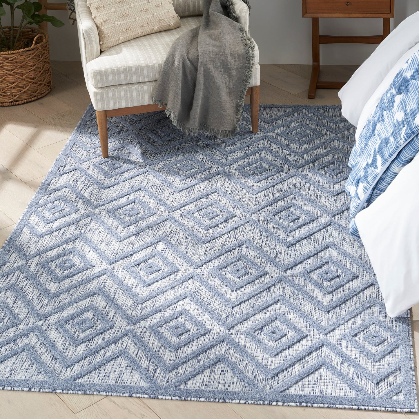 Tapis Nourison polyvalent pour intérieur/extérieur à tissage plat géométrique