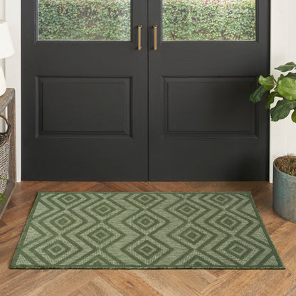Tapis Nourison polyvalent pour intérieur/extérieur à tissage plat géométrique