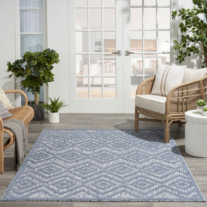 Tapis Nourison polyvalent pour intérieur/extérieur à tissage plat géométrique