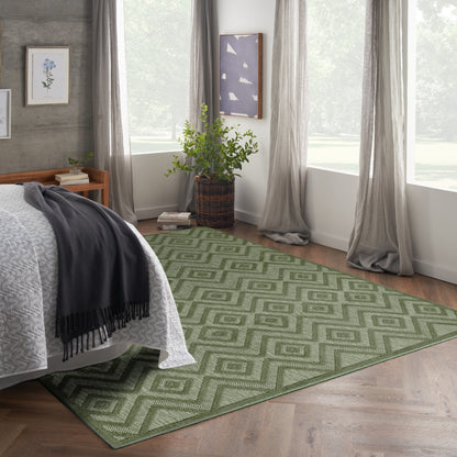 Tapis Nourison polyvalent pour intérieur/extérieur à tissage plat géométrique