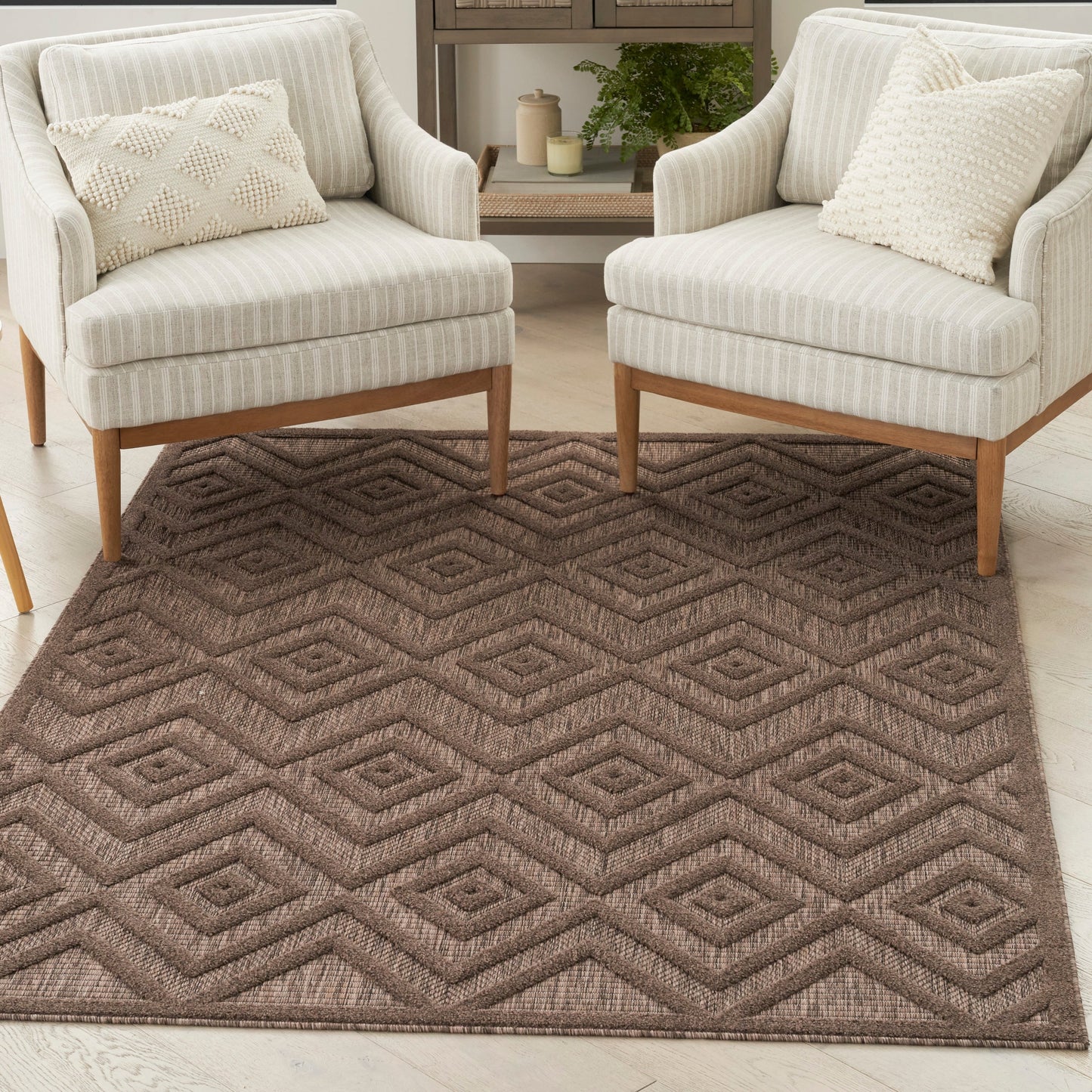 Tapis Nourison polyvalent pour intérieur/extérieur à tissage plat géométrique
