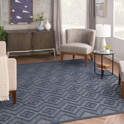 Tapis Nourison polyvalent pour intérieur/extérieur à tissage plat géométrique