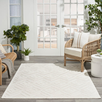 Tapis Nourison polyvalent pour intérieur/extérieur à tissage plat géométrique