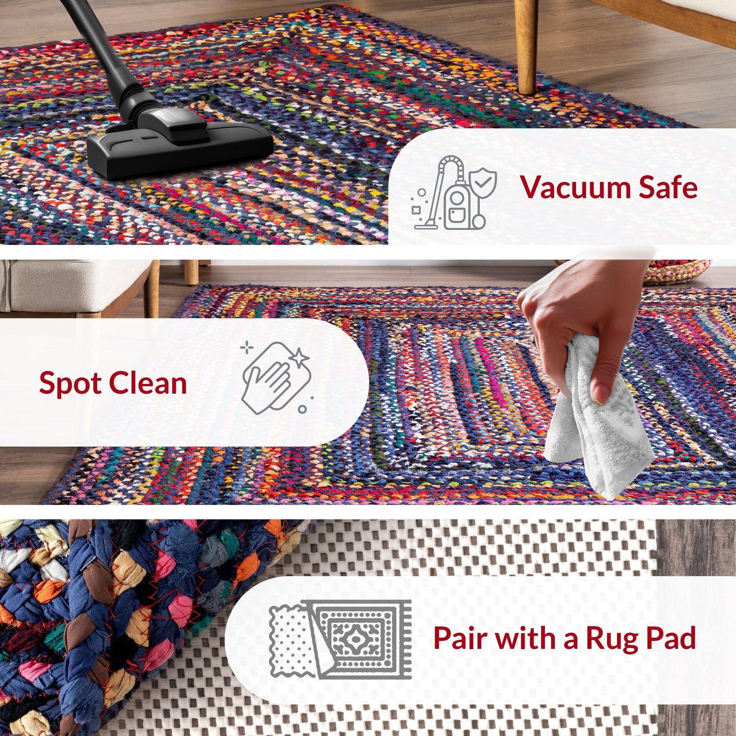 Tapis de sol bohème tressé à la main Nuloom Tammara