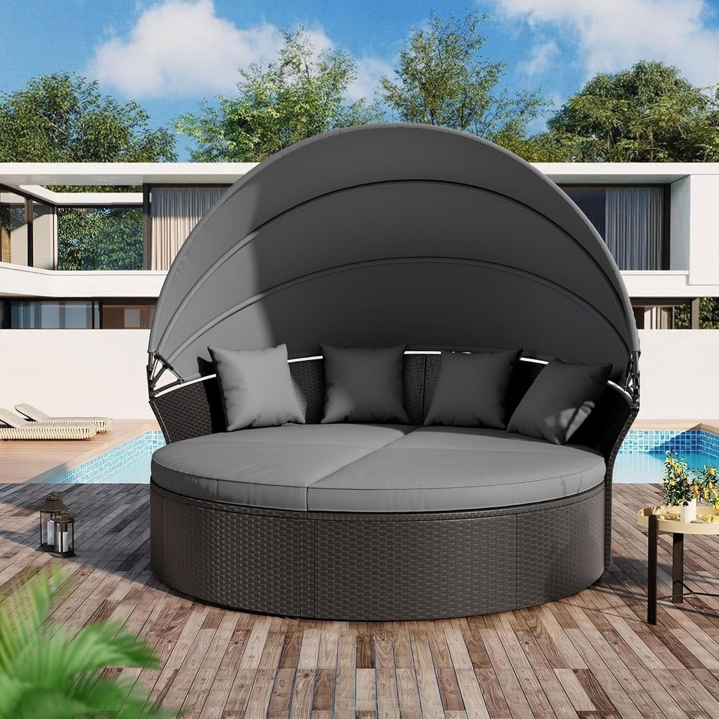 Ensemble de salon de jardin Nuon 4/5 pièces en osier avec auvent par Havenside Home