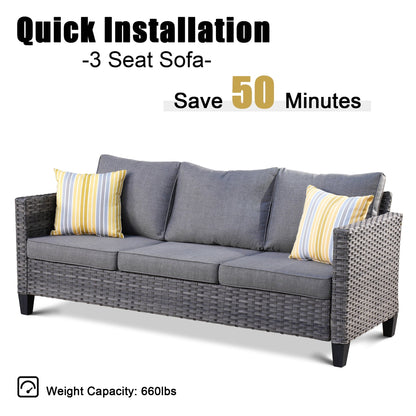 Ensemble de 5 sièges de jardin en osier à dossier haut OVIOS