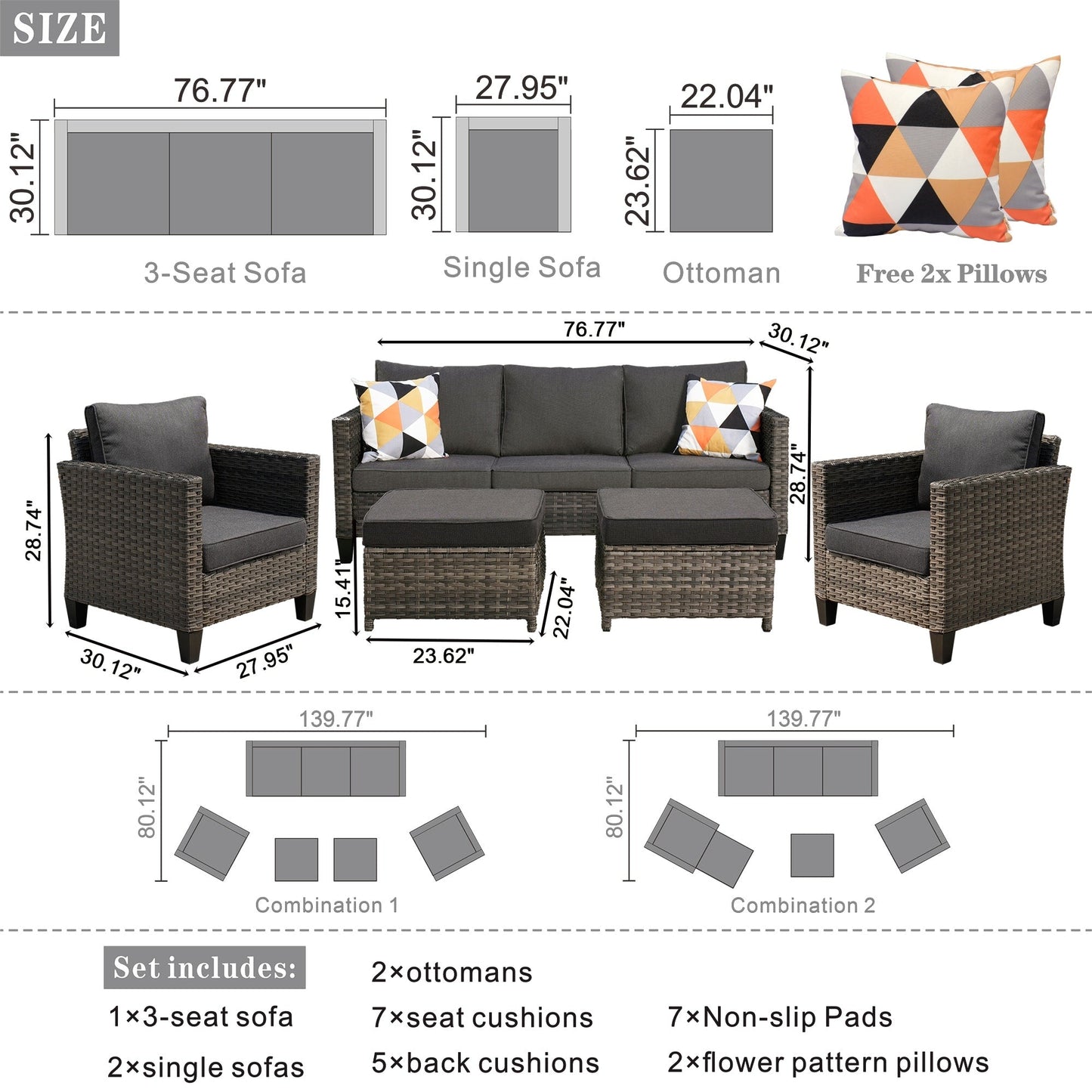 Ensemble de 5 sièges de jardin en osier à dossier haut OVIOS