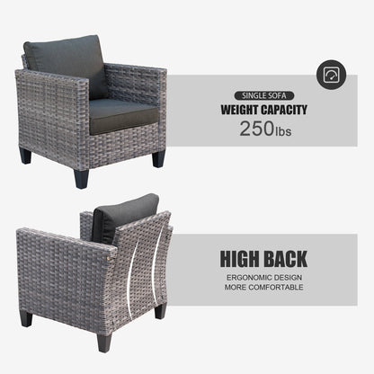 Ensemble de 5 sièges de jardin en osier à dossier haut OVIOS