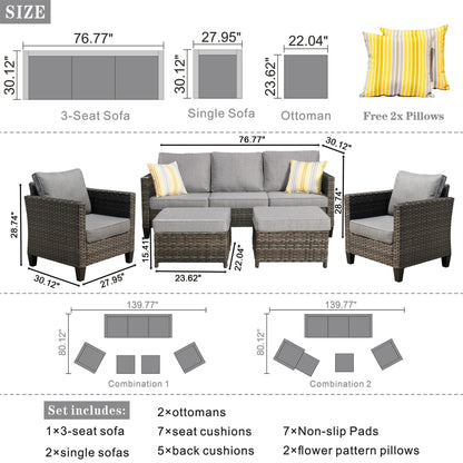 Ensemble de 5 sièges de jardin en osier à dossier haut OVIOS