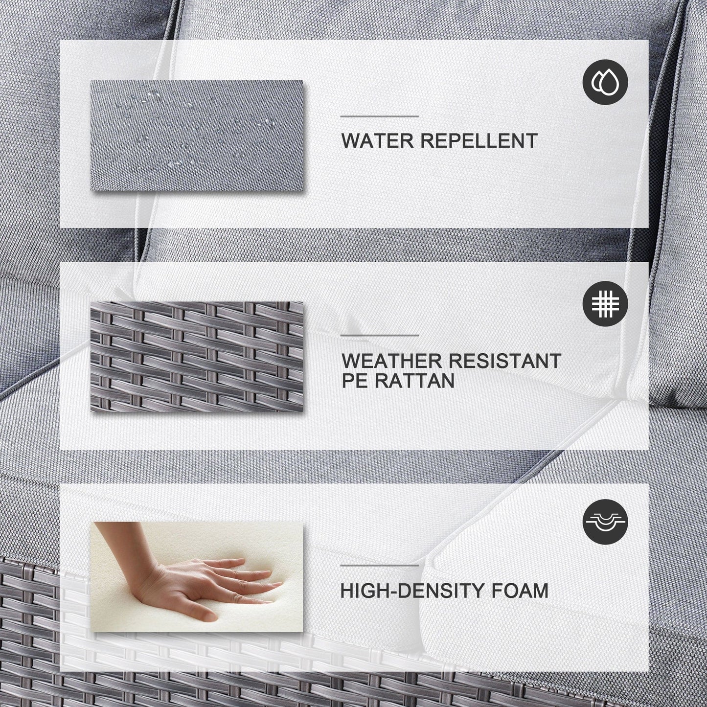 Ensemble de 5 sièges de jardin en osier à dossier haut OVIOS