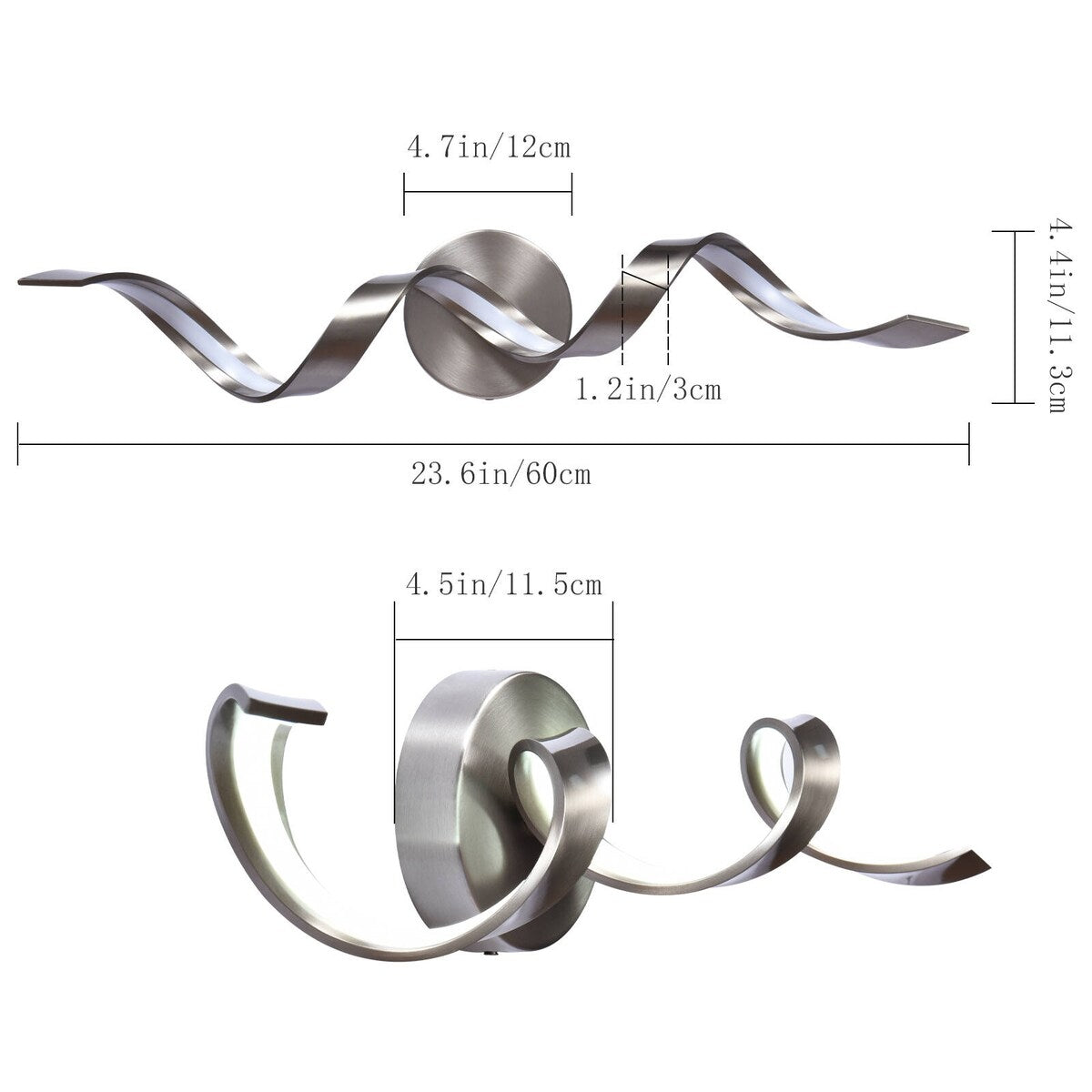 Applique murale à LED pour salle de bain, design spirale moderne, intensité variable