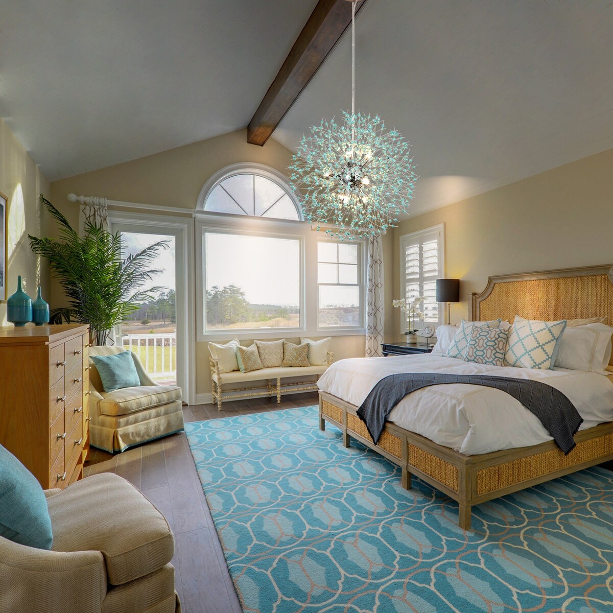 Lustre Spoutnik moderne en cristal avec feu d'artifice OYIPRO