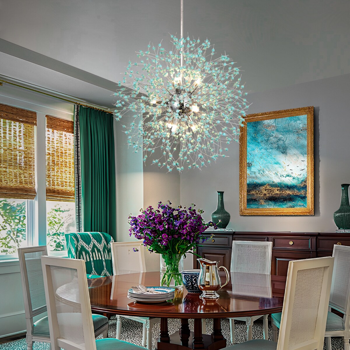 Lustre Spoutnik moderne en cristal avec feu d'artifice OYIPRO