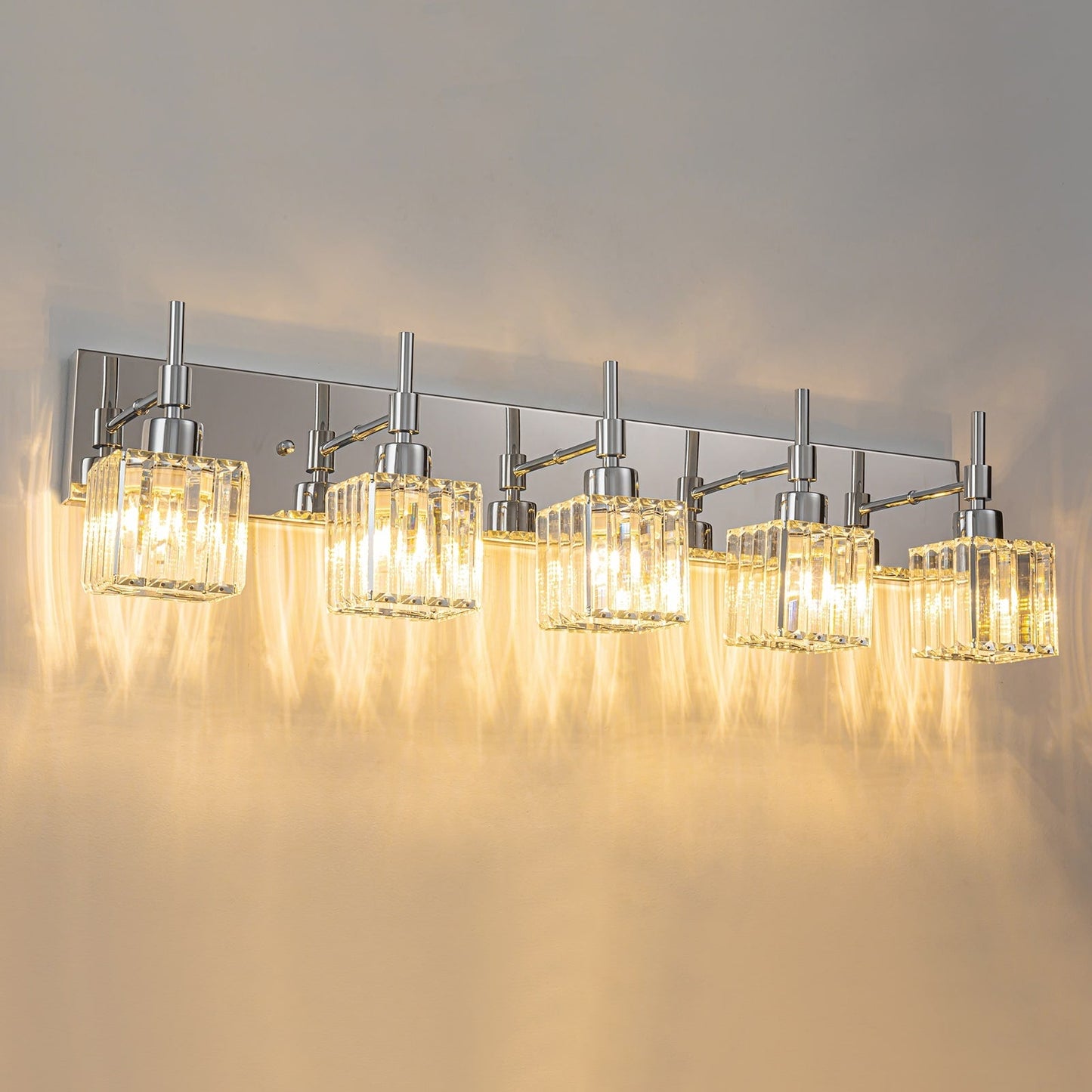 Luminaires de salle de bain Ora Modern en cristal à intensité variable sur miroir Glam Vanity Lights