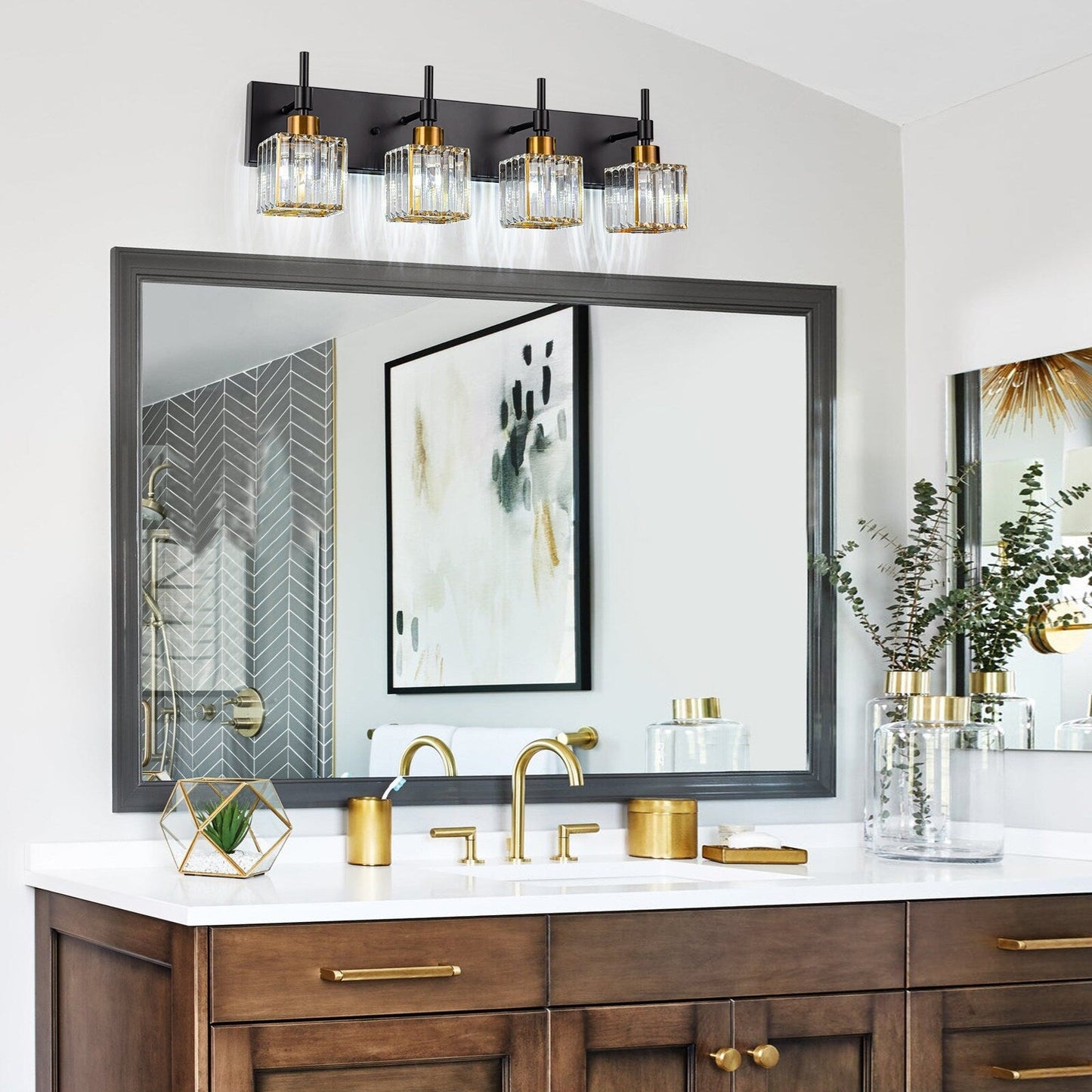 Luminaires de salle de bain Ora Modern en cristal à intensité variable sur miroir Glam Vanity Lights