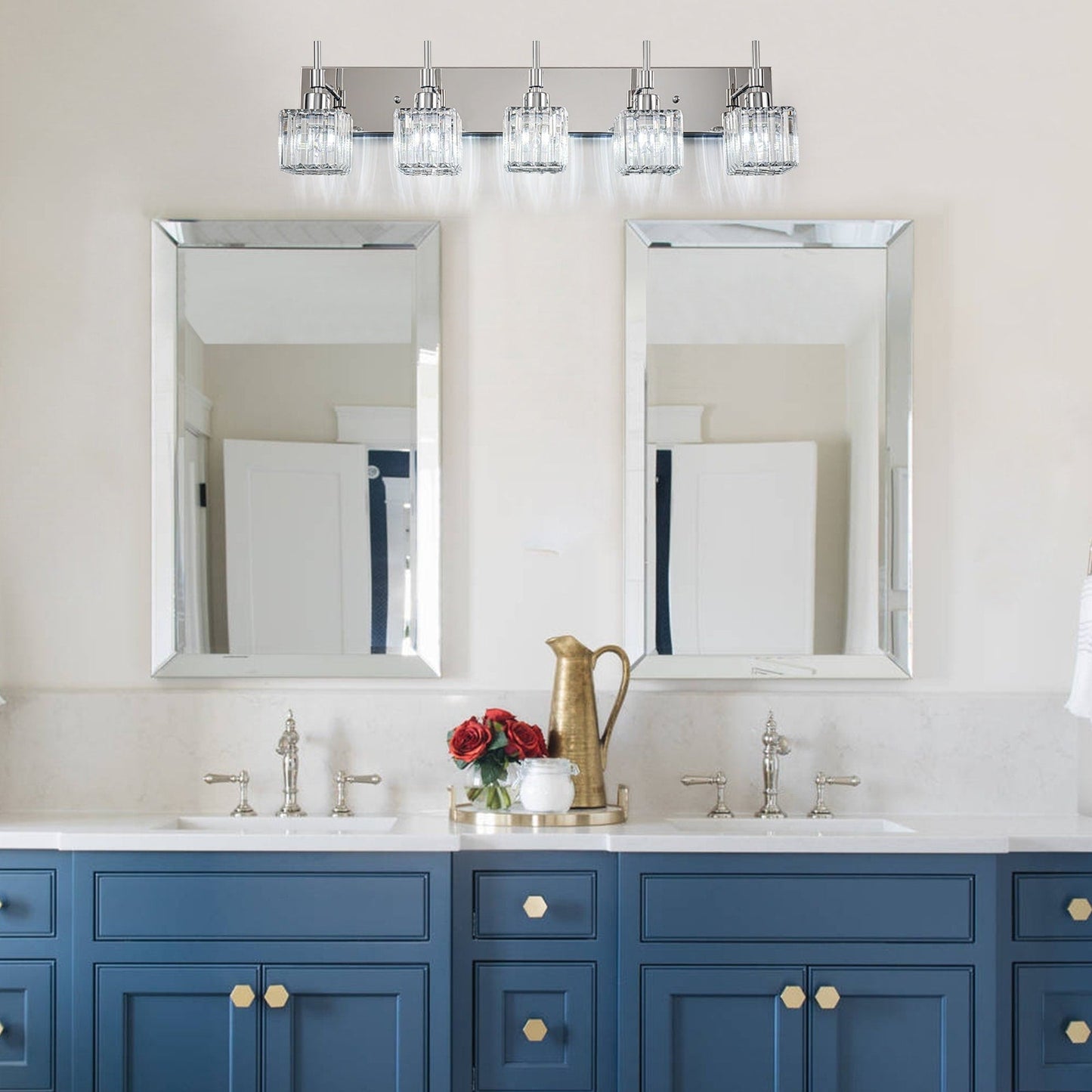 Luminaires de salle de bain Ora Modern en cristal à intensité variable sur miroir Glam Vanity Lights