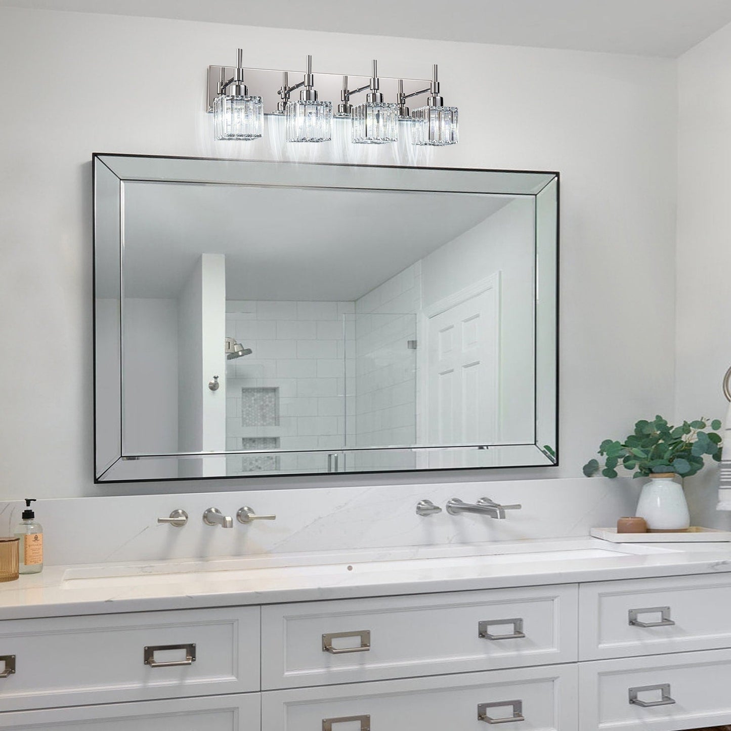 Luminaires de salle de bain Ora Modern en cristal à intensité variable sur miroir Glam Vanity Lights