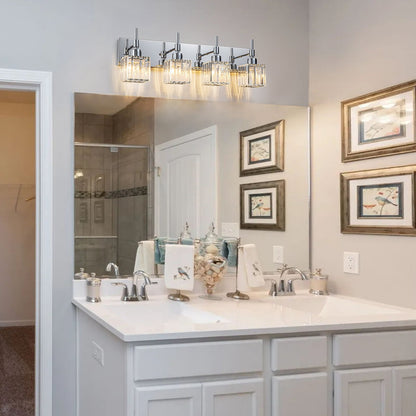Luminaires de salle de bain Ora Modern en cristal à intensité variable sur miroir Glam Vanity Lights
