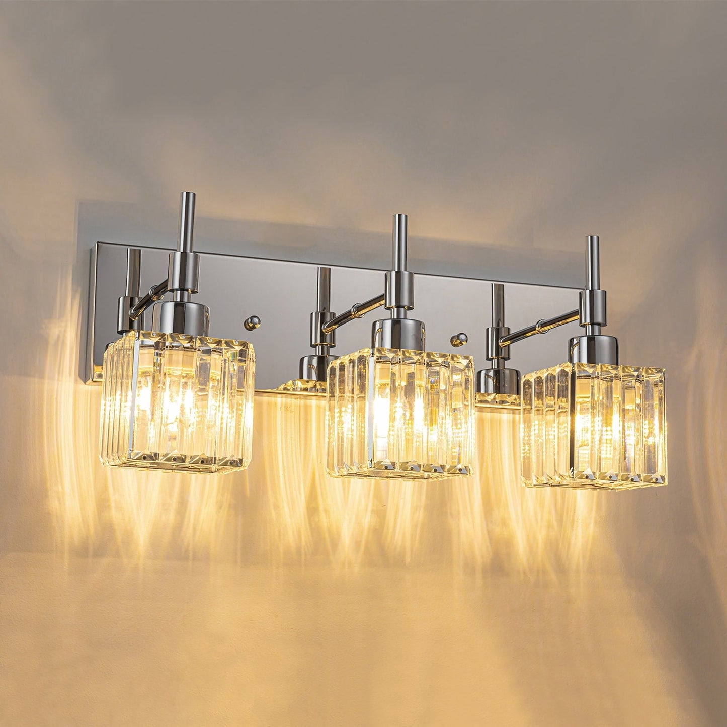 Luminaires de salle de bain Ora Modern en cristal à intensité variable sur miroir Glam Vanity Lights
