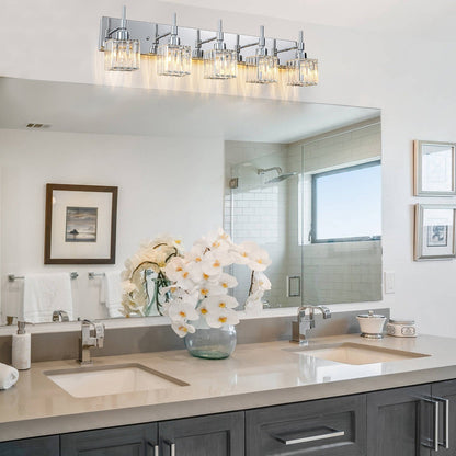 Luminaires de salle de bain Ora Modern en cristal à intensité variable sur miroir Glam Vanity Lights