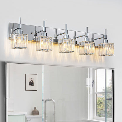 Luminaires de salle de bain Ora Modern en cristal à intensité variable sur miroir Glam Vanity Lights