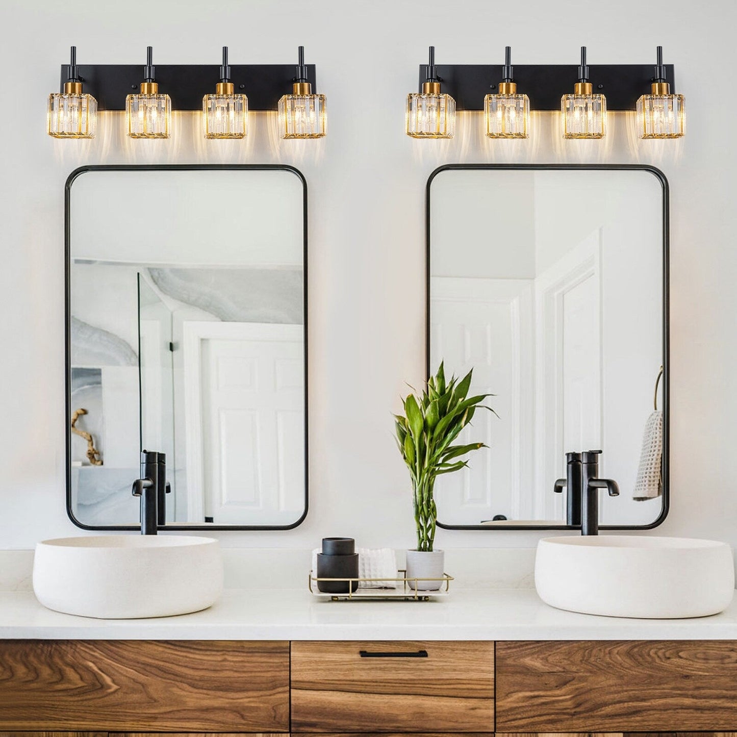 Luminaires de salle de bain Ora Modern en cristal à intensité variable sur miroir Glam Vanity Lights